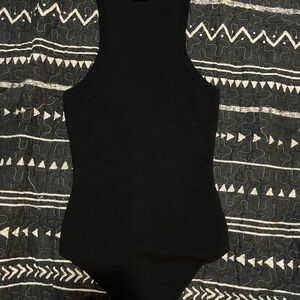 A&F rib racerback tank bodysuit in black